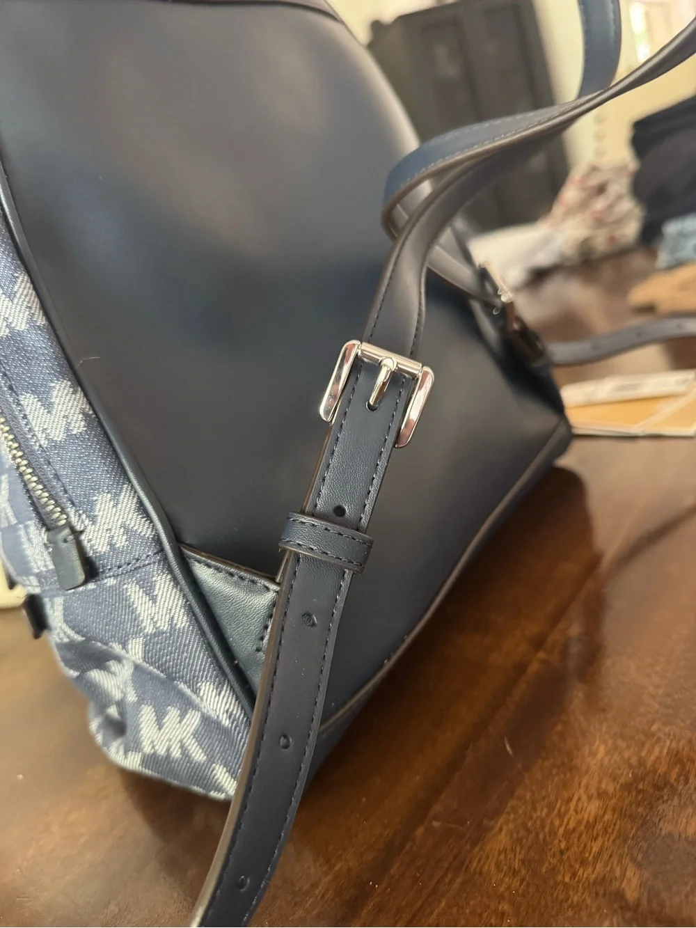 Michael Kors Blue MK Logo Backpack